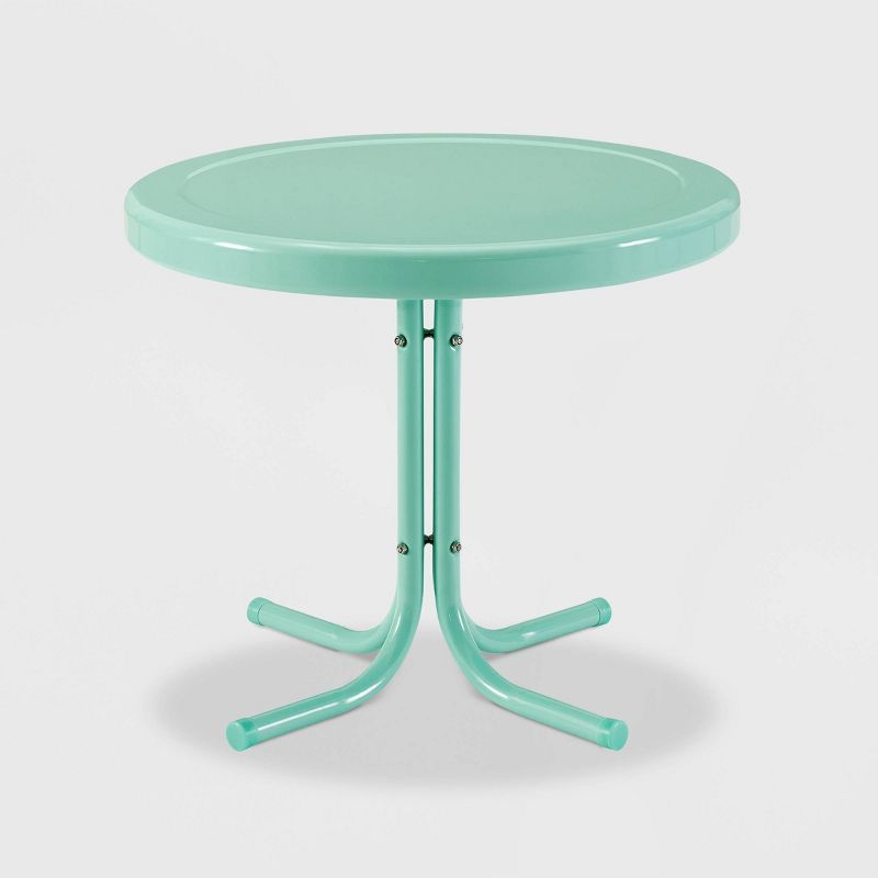 Aqua Retro Metal Round Outdoor Side Table