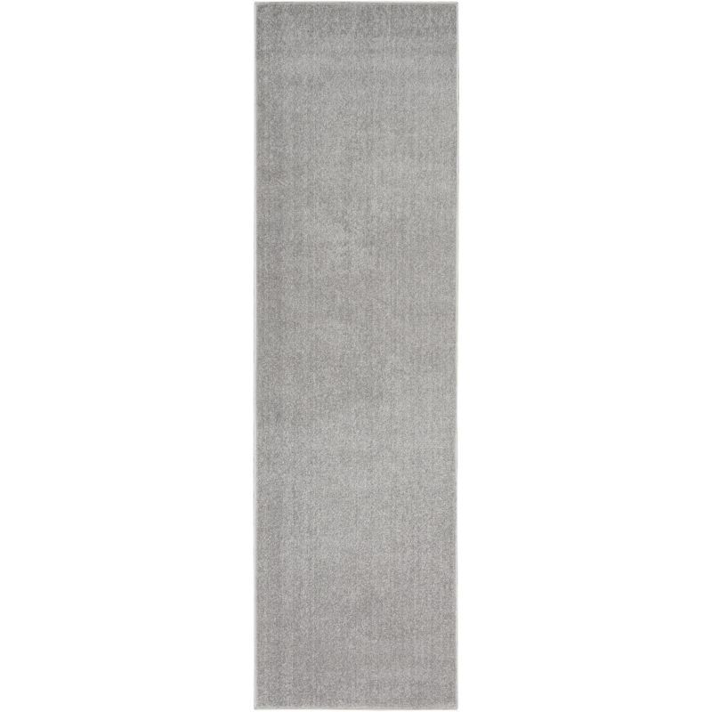 Silver Grey Synthetic Flat Woven Runner Rug 2'2" x 10'