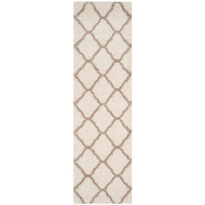 Elegant Ivory Beige 2'3" x 12' Synthetic Shag Runner Rug