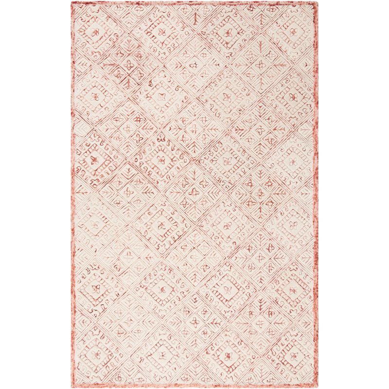 Ivory Hand-Tufted Wool and Viscose Area Rug, 5' x 8'