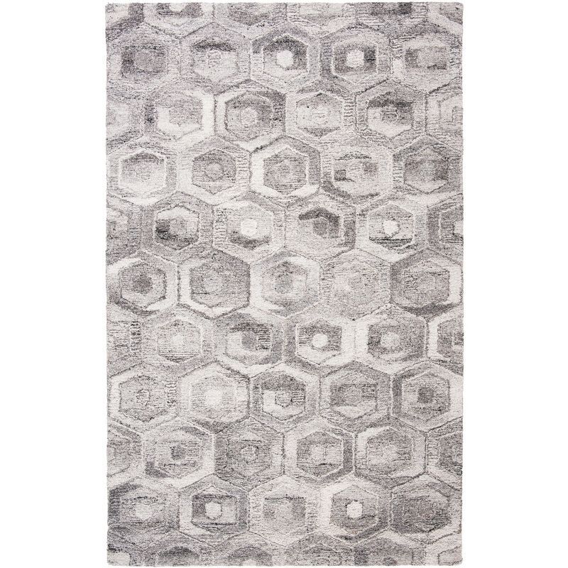 Handmade Gray Abstract Tufted Wool Area Rug 9' x 12'