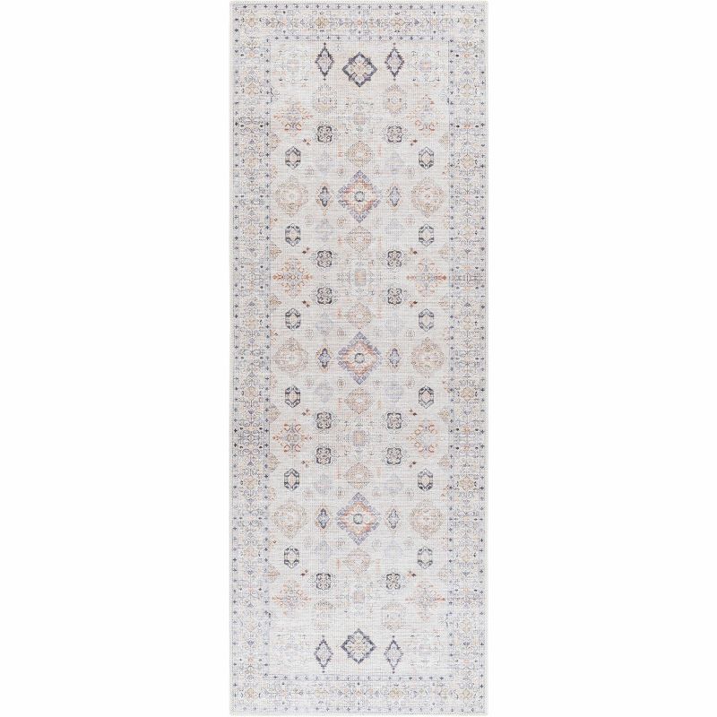 Beckett Beige and Brick Red Vintage Washable Runner Rug