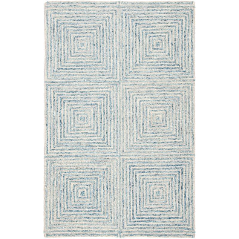 Light Blue Hand-Tufted Wool Rectangular Area Rug 4' x 6'