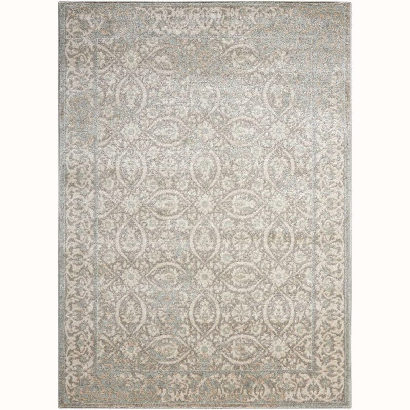 Serene Gray Floral Medallion 63'' Synthetic Area Rug