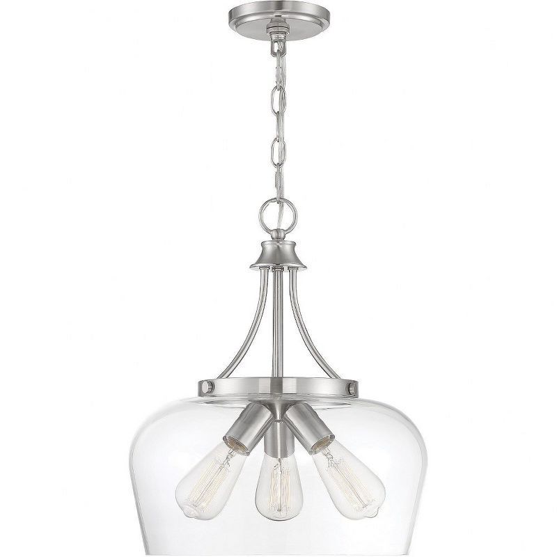 Savoy House Octave Satin Nickel 3-Light Pendant with Clear Glass Shade