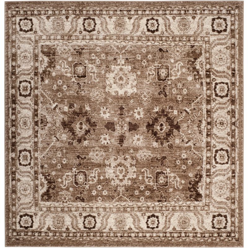 Taupe Square Synthetic Non-slip Area Rug
