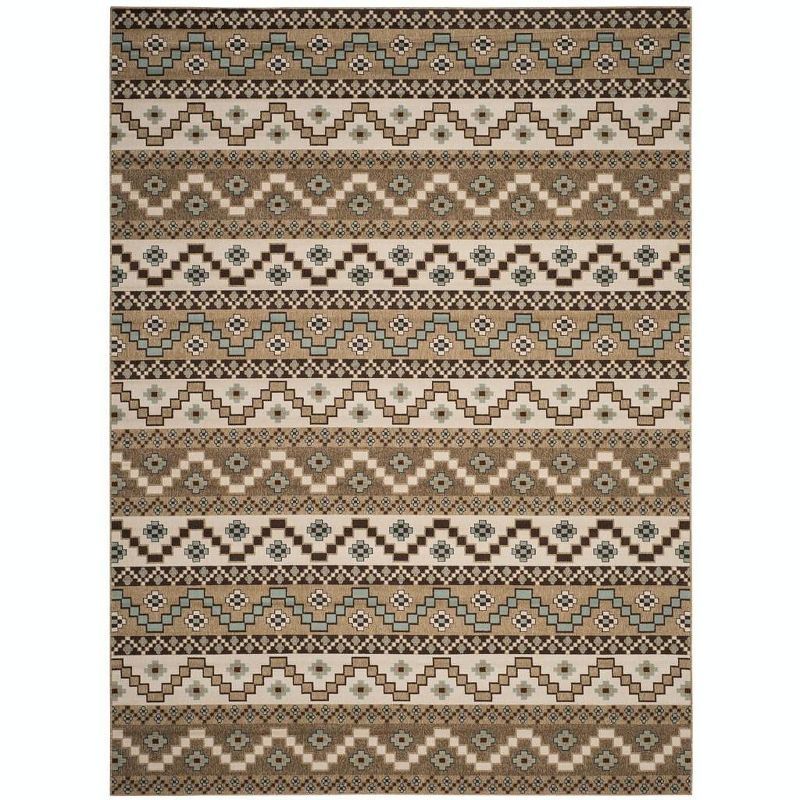 Veranda Blue and Brown Floral Synthetic Area Rug