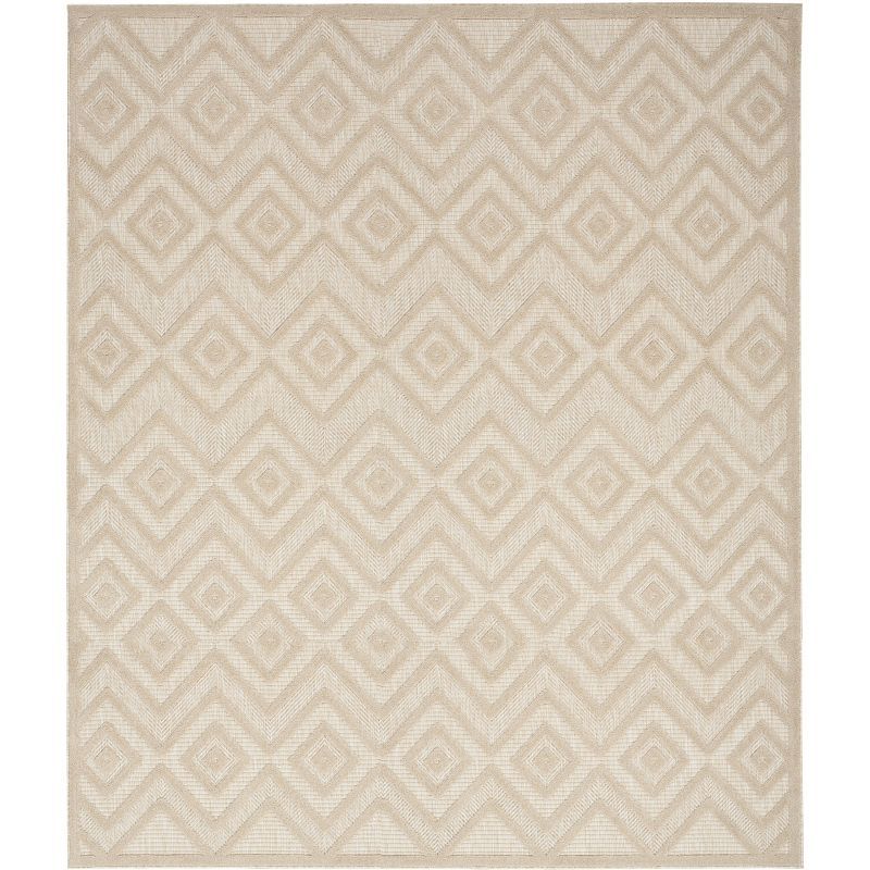Cream Diamond Pattern 10' x 14' Synthetic Flatweave Area Rug