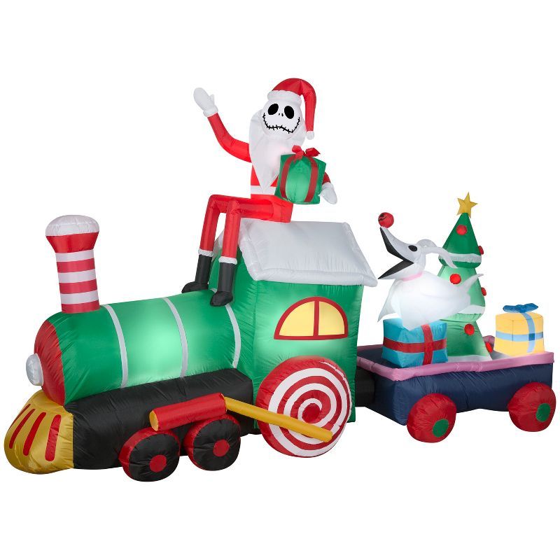 Giant Inflatable Christmas Train with Jack Skellington and Zero