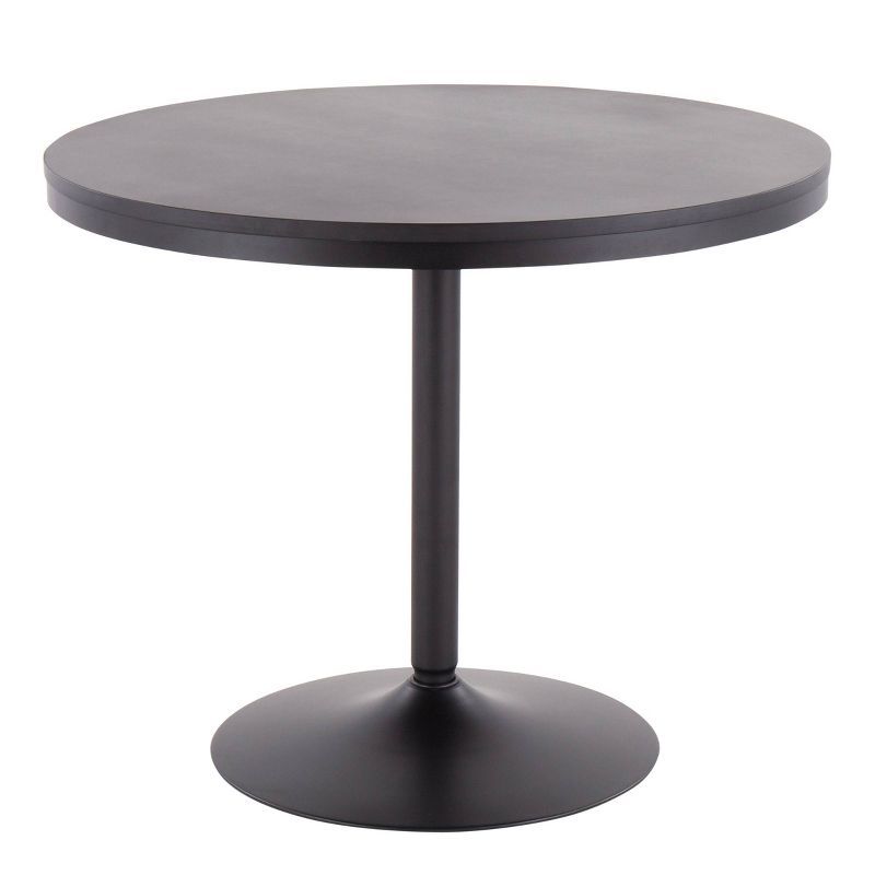 36" Dakota Black Distressed Wood & Metal Round Dining Table