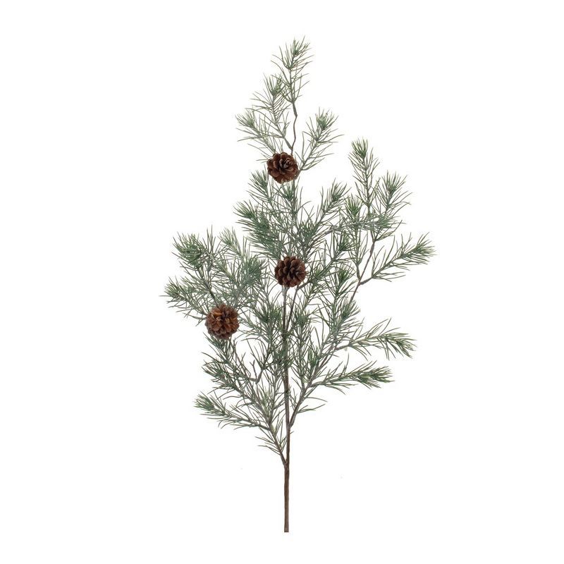 37-Inch Green and Brown Pine Spray with Pinecones Set