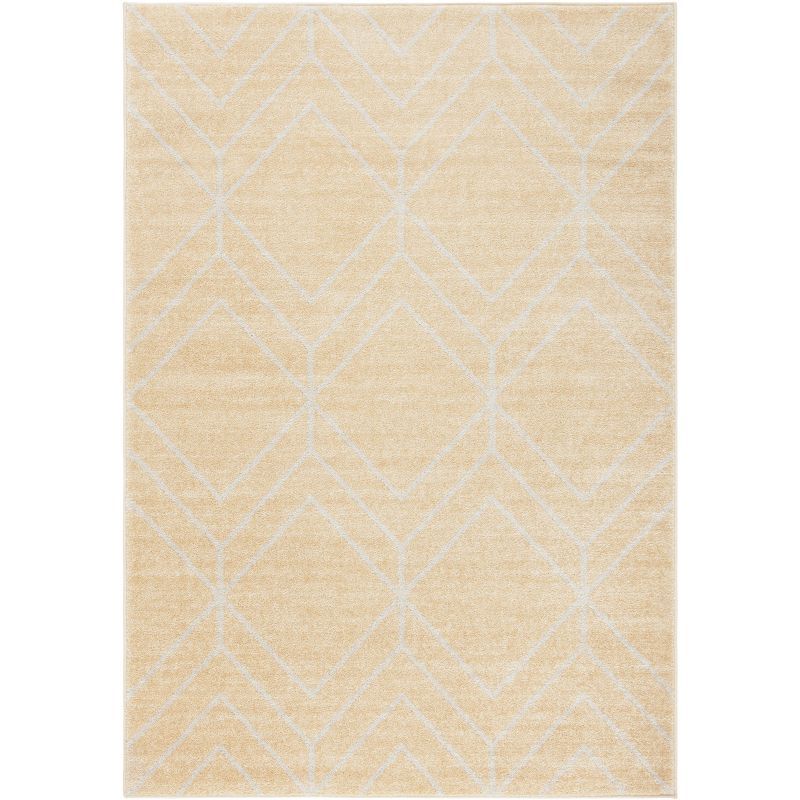 Gold and Light Grey Geometric 9' x 12' Synthetic Area Rug