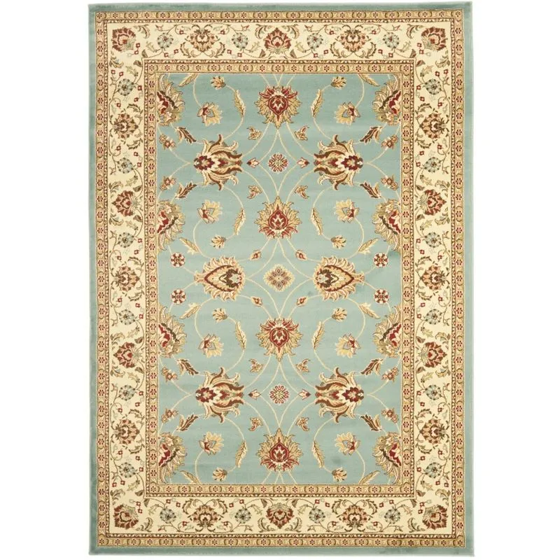 Elegant Blue/Ivory Floral Synthetic 8' x 11' Easy-Care Area Rug