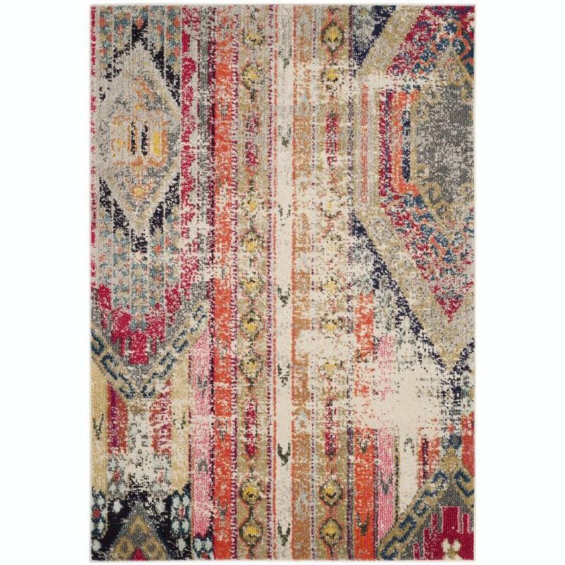 Bohemian Flair Light Grey Multi Synthetic 4' x 5'7" Reversible Area Rug