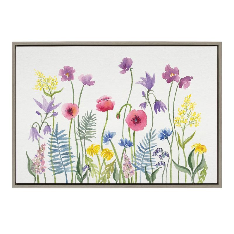 Wildflower Garden Print on Canvas with Polystyrene Frame