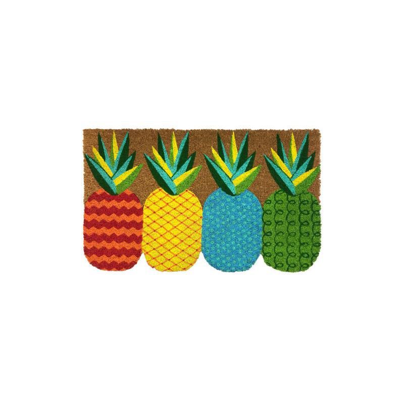 Colorful Pineapple Coir Outdoor Doormat with Rubber Backing