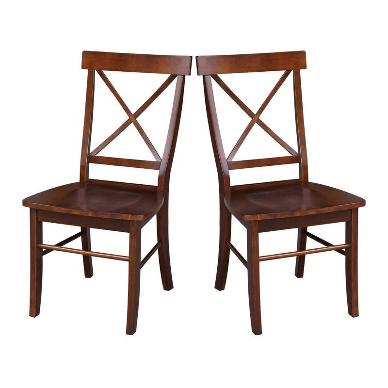 Espresso High Cross Back Solid Wood Side Chairs, Set of 2