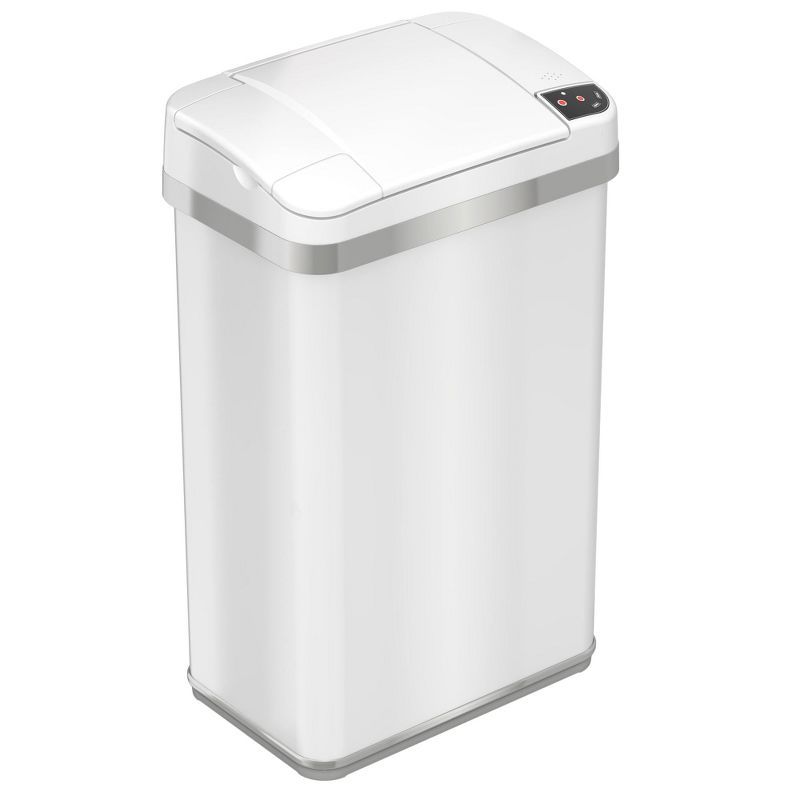 White Stainless Steel Touchless Sensor Trash Can with Odor Filter