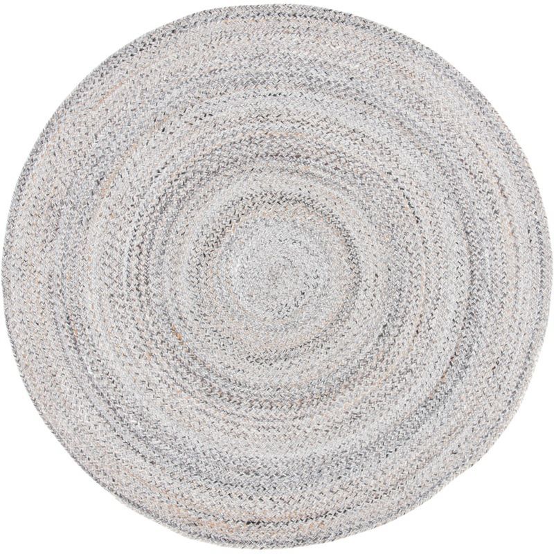 Gray Round Braided Handmade Synthetic Reversible Rug, 7 ft