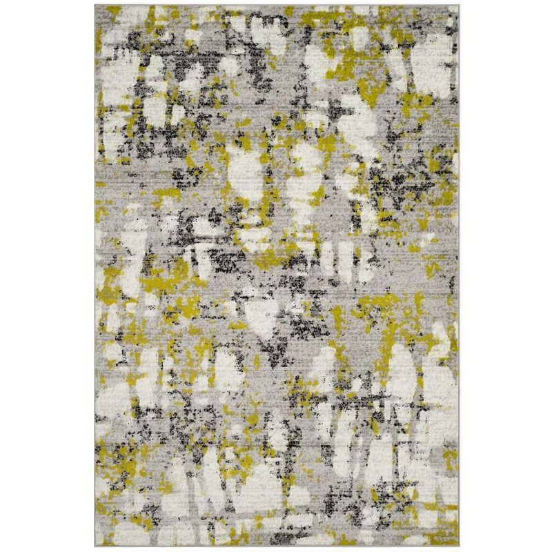 Skyler Grey and Green Abstract Medallion 6' x 9' Synthetic Area Rug