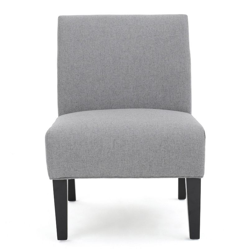 Abner Matte Black Leg Geometric Gray Fabric Accent Chair