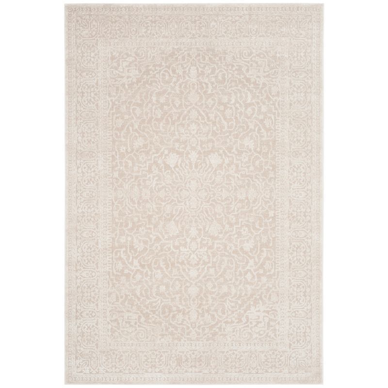 Ivory Floral 10' x 14' Synthetic Stain-Resistant Area Rug