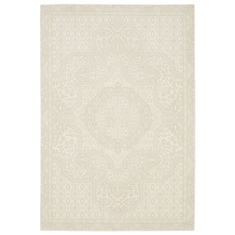 Ivory Geometric Synthetic 3'3" x 5' Area Rug