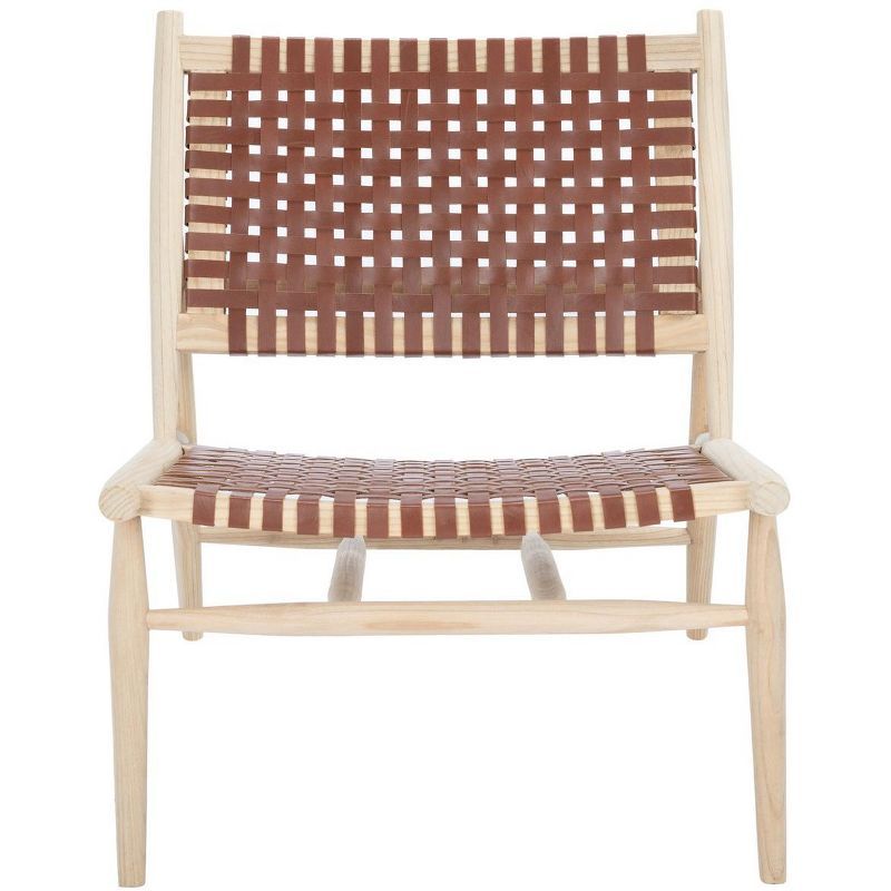 Soleil Cognac Leather & Metal Modern Scandinavian Accent Chair