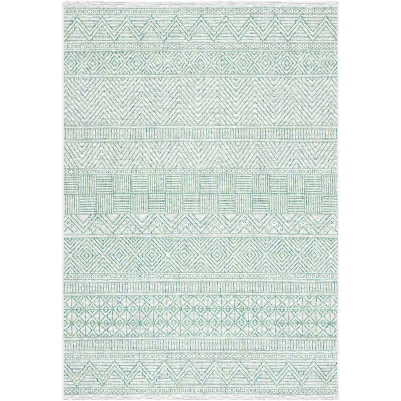 Beige/Green Non-Slip Rectangular Synthetic Easy Care Area Rug