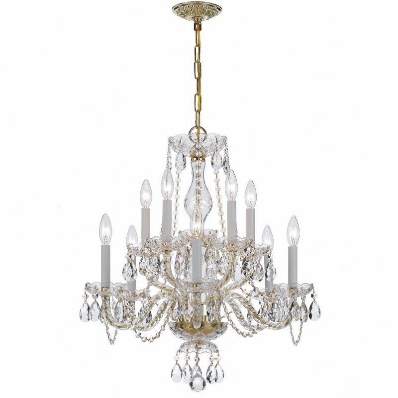 Polished Brass and Crystal 10-Light Traditional Chandelier