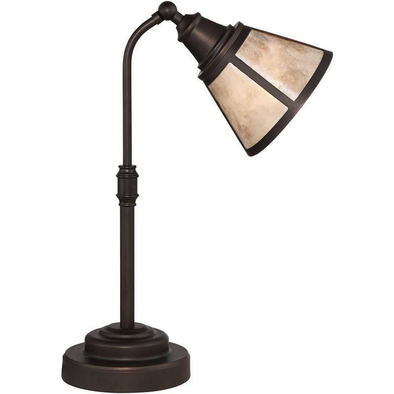 Satin Bronze Adjustable Desk Lamp with Mica Shade