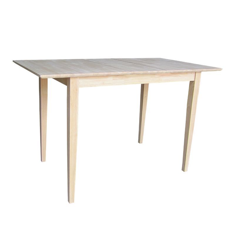 Casual Shaker-Style Extendable Counter Height Dining Table in Unfinished Wood