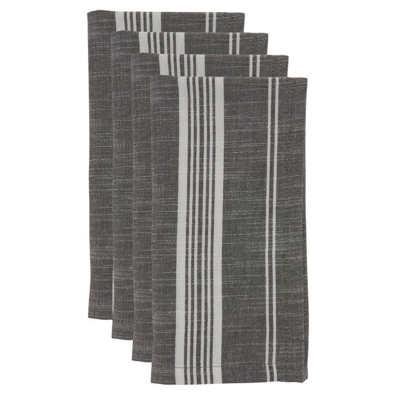 Gray Striped Cotton Table Napkins Set of Four