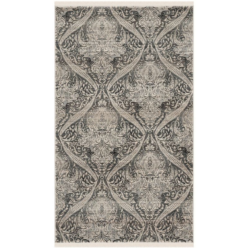 Reversible Gray Synthetic 4' x 6' Rectangular Area Rug