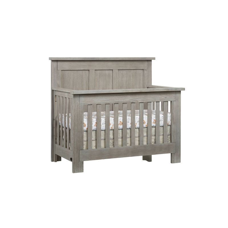 Oak Gray 4-in-1 Convertible Crib with Rustic Wainscoting