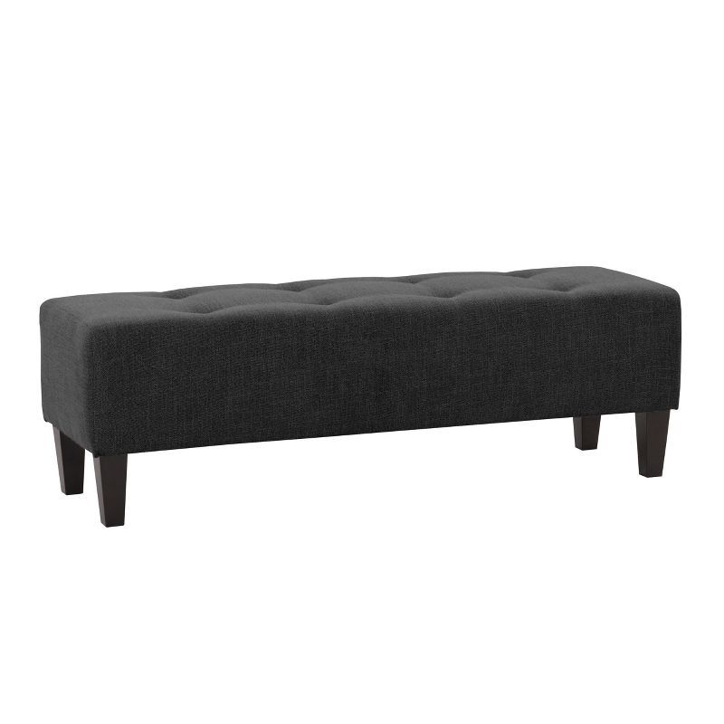 Rosewell Dark Grey Fabric 53" Button-Tufted Bedroom Bench