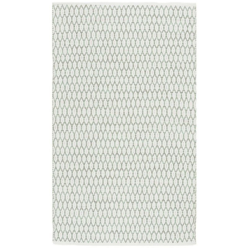 Coastal Charm Light Green & Ivory Hand-Woven Wool-Cotton Rug - 3' x 5'