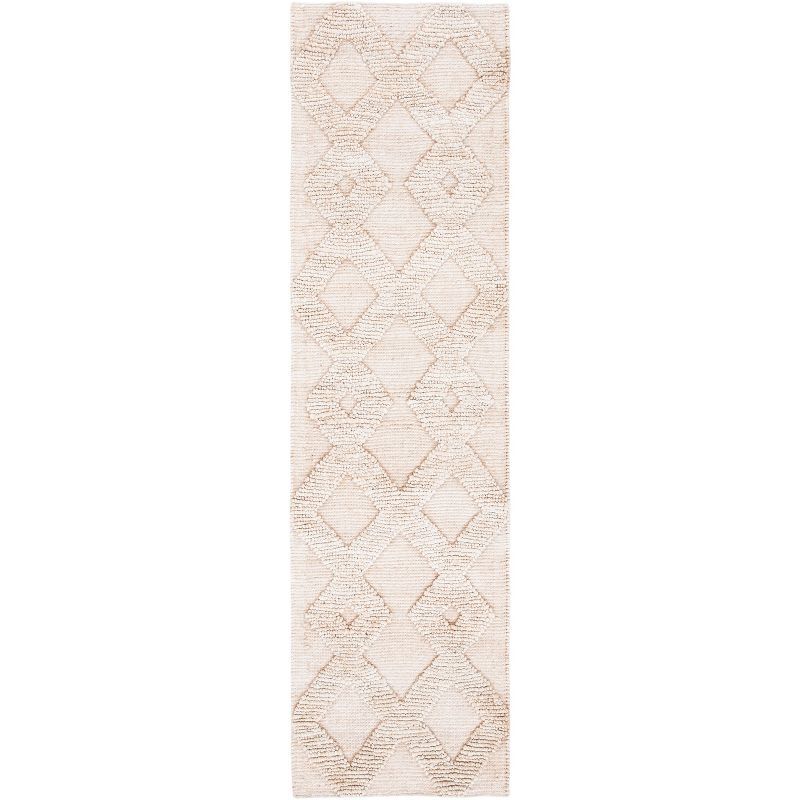 Ivory Cotton Hand-Knotted Non-Slip Area Rug - 27"x7"