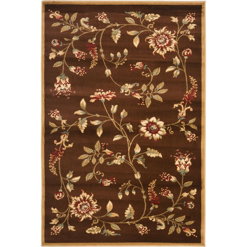 Elegant Blue Floral Hand-Knotted 4' x 6' Synthetic Area Rug