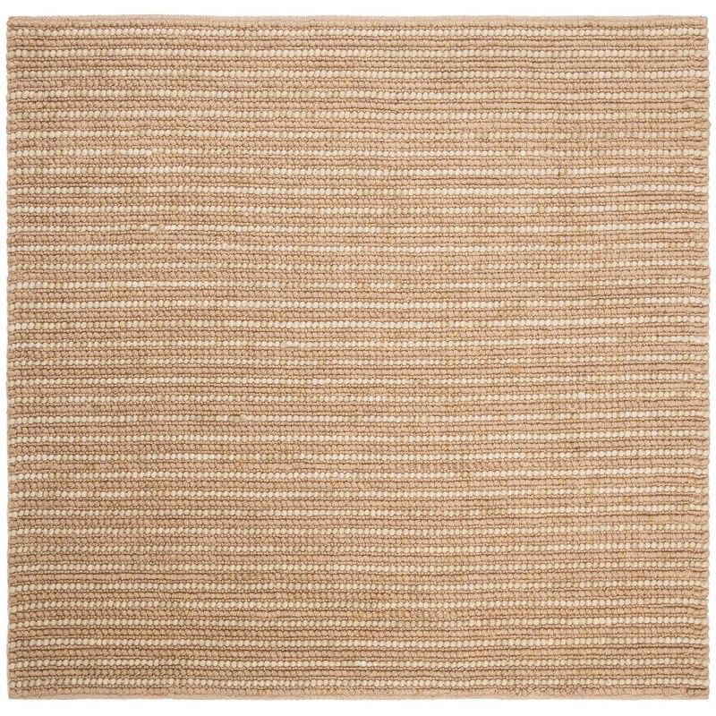 Hand-Knotted Beige and Multi Wool Square Area Rug