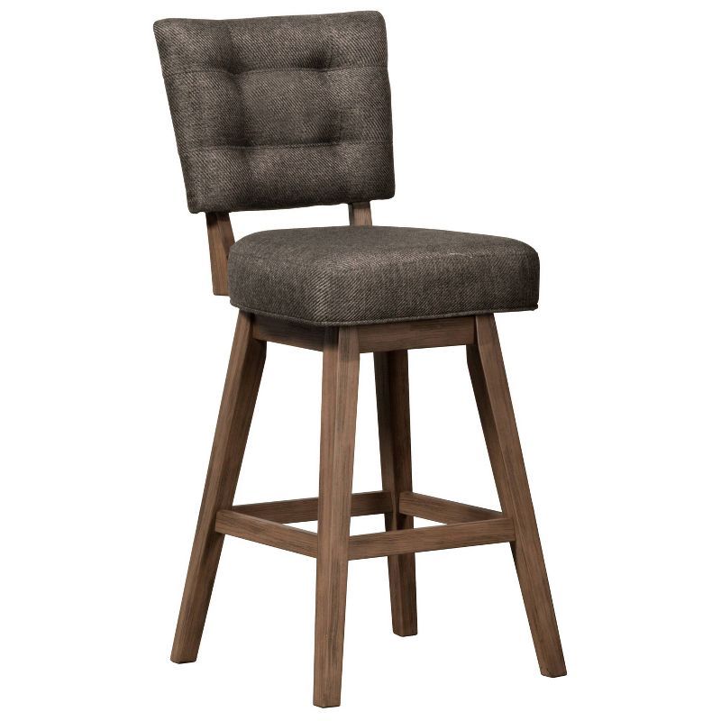 Lanning Swivel Counter Stool in Weathered Brown with Chocolate Upholstery