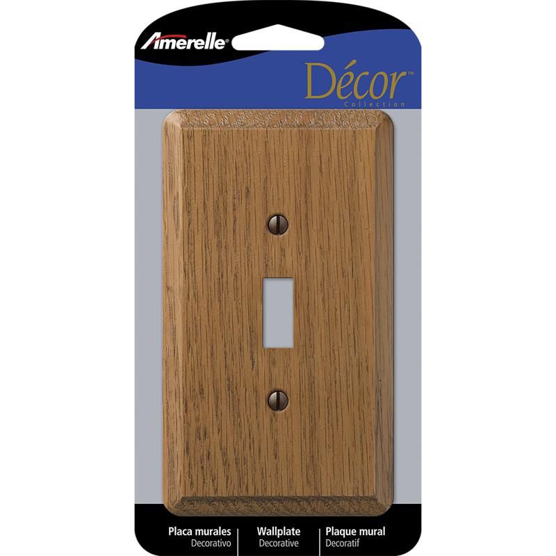 Medium Brown Oak Wood Toggle Wall Plate