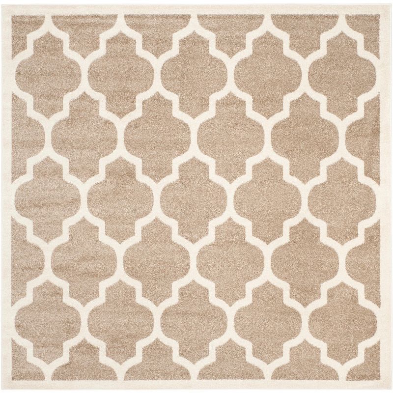 Wheat and Beige Geometric 7' x 7' Square Area Rug