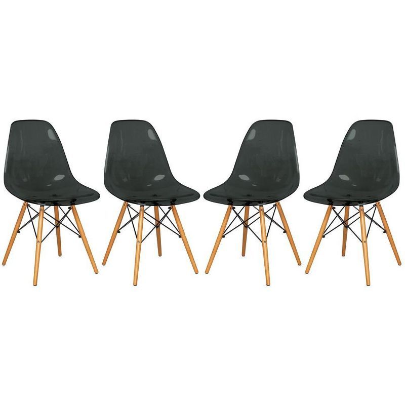 Transparent Black Cross Back Wood and Metal Side Chair