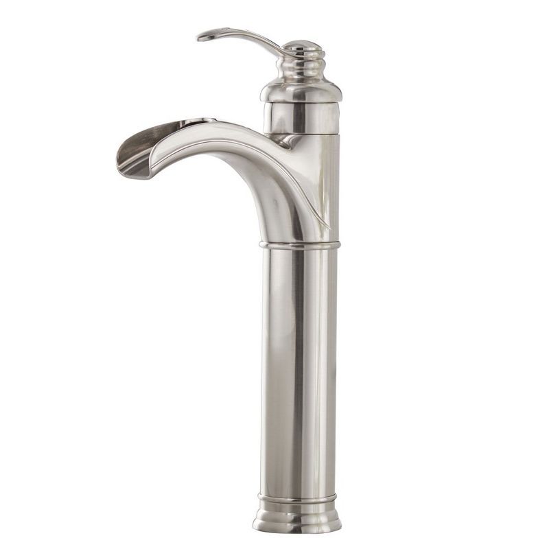 Brushed Nickel Waterfall Vessel Bathroom Faucet with Lever Handle