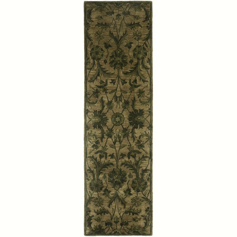 Elegance Revived Gray Floral Hand-Tufted Wool Runner Rug