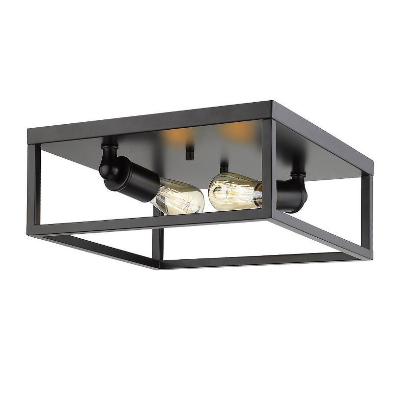 Black Steel Geometric Flush Mount Ceiling Light