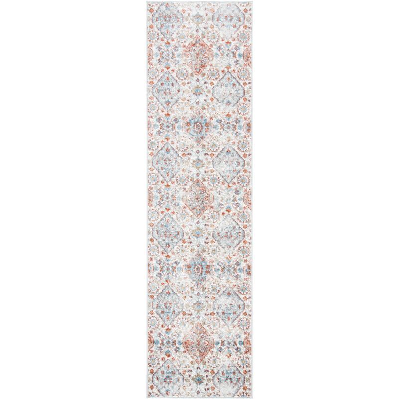 Ivory and Rust Hand-Knotted Synthetic Runner Rug