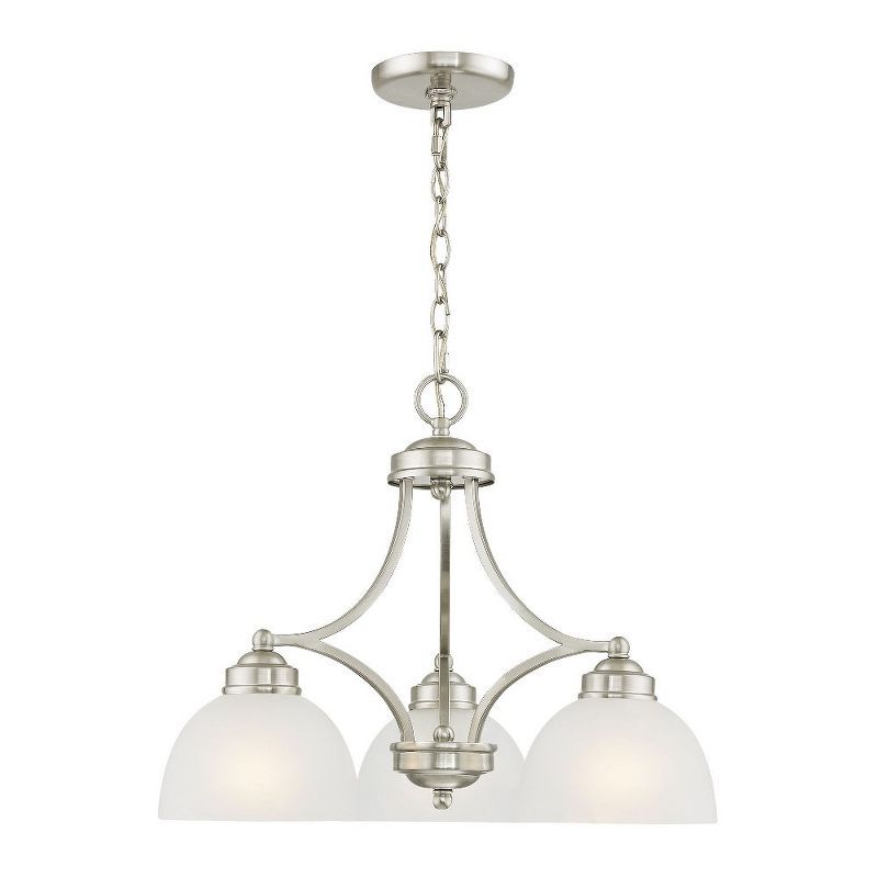 Somerset Mini 3-Light Chandelier in Brushed Nickel with Satin Glass