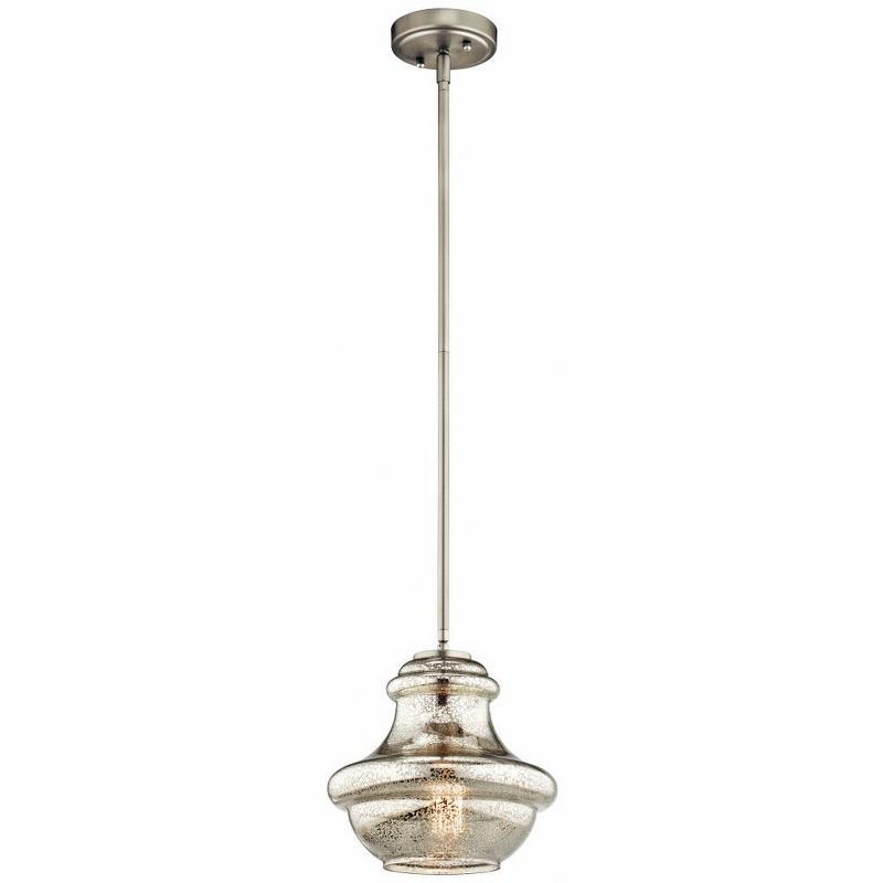 Everly 9'' Mini Pendant Light in Brushed Nickel with Clear Schoolhouse Shade